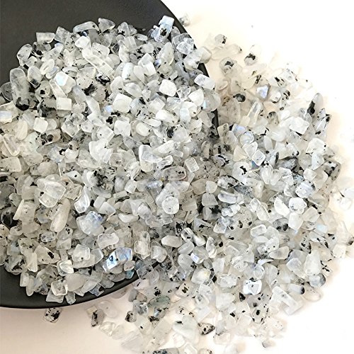 AITELEI 1 lb natürliche weiße Mondstein getrommelt Chips zerdrückten Stein Healing Reiki Kristall unregelmäßige geformte Steine Schmuck Machen Heimtextilien von AITELEI