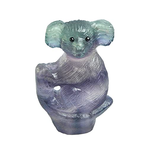 AITELEI 2,5 "Regenbogen Fluorit Koalabär Handgeschnitzte Statue Figuren Reiki Heilung Kristall Taschenstatue Kristall Tier Skulptur Dekoration von AITELEI