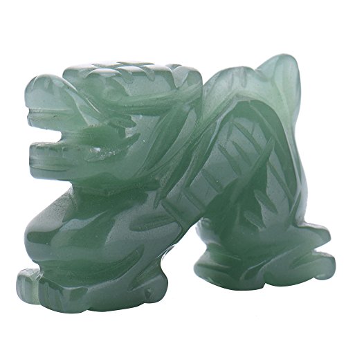 AITELEI 2-Zoll-handgemachte Geschnitzte Aventurin Drachen Ornamente Edelstein Statue Figur Sammlerstück Home Office Decor von AITELEI