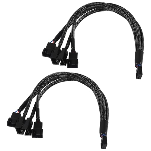 2 Pack Computer PC PWM Lüfter Splitter Kabel 1 zu 4 (4 Pin+3 Pin) von AITRIP