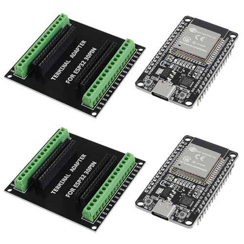 2 Sets 30PIN ESP32 ESP-32S Typ-C USB CP2102 Entwicklungsboard + ESP32 Breakout Board Shield GPIO 1 in 2 Board 2.4GHz WiFi Bluetooth Dual Core von AITRIP