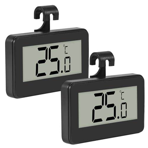 2 Stk Kühlschrankthermometer, Digital Kühlschrank Thermometer mit Gut Lesbarem LCD-Anzeige Thermometer für Gefrierschrank mit Frost Alarm Thermometer kühlschrank für Zuhause, Home, Restaurants, Küche von AITRIP