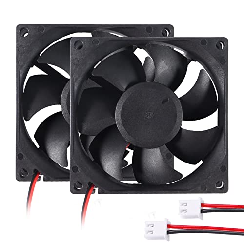 2 Stück 80mm CPU Lüfter 80mm Gehäuselüfter 80mm x 80mm x 25mm Computer lüfter 12V PC Lüfter 8CM 2 Pin CPU Kühler 8025 Bürstenloser Lüfter 2800 U/min für Inverter Router Belüftung Lüfteraustausch von AITRIP