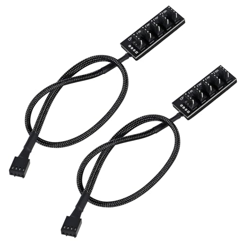 AITRIP 2er-Pack PWM-Lüfter-Hub, 4-Pin-PWM-PC-Lüfter-Hub-Netzteilkabel, 1- bis 5-Wege-Splitter für 12-V-Desktop-Computer-Kühlerlüfter. von AITRIP