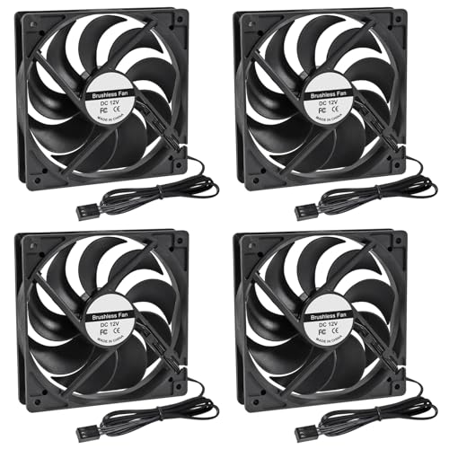 4Pack PWM - PC-Lüfter, 120 mm PWM-Gehäuselüfter CPU-Lüfter 120mm 120x120x25mm 12V Schwarz Computer-Gehäuselüfter Gehäuselüfter, 3pin PWM Silent Computer Fan 4Pack PWM - PC-Lüfter, 120 mm PWM-Gehäuselüfter CPU-Lüfter 120mm 120x120x25mm 12V Schwarz Computer-Gehäuselüfter Gehäuselüfter, 3pin PWM Silent Computer Fan von AITRIP
