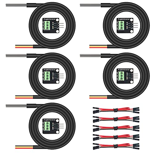 5 Sätze DS18B20 Temperatursensoren Kit 1 m / 39,3"Kabel Wasserdicht Mit Edelstahl-Sonde Für Arduino von AITRIP