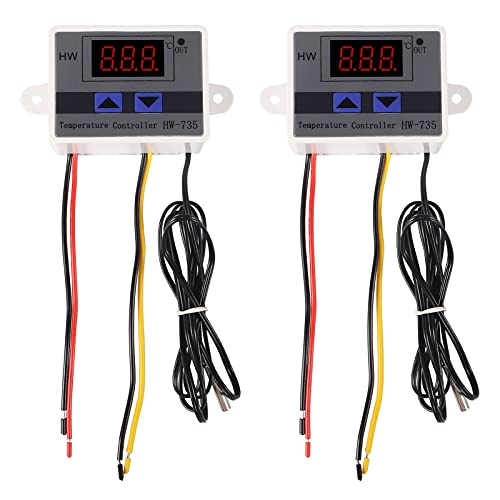 AITRIP 2PCS XH-W3001 Thermostat Digitales LED-Temperaturreglermodul mit Temperaturanzeige Einstellbar, Thermostatschalter Wasserdichter Temperaturfühler NTC DC 220V von AITRIP