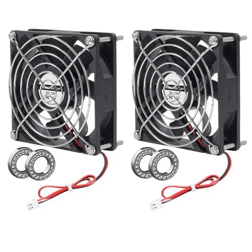 AITRIP 2er-Pack 92 mm x 92 mm x 25 mm 12 V Dual-Kugellager DC bürstenloser Lüfter 9225 mit Metallgrill für DIY Lüfteraustausch Belüftung Auspuff von AITRIP