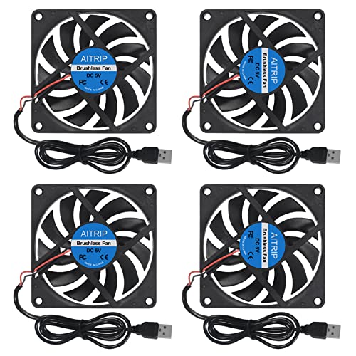 AITRIP 4PCS 80mm 5V USB 0,25A 80 mm 80 x 10 mm 8 cm bürstenloser DC USB Anschluss Computer Kühler Lüfter AITRIP 4PCS 80mm 5V USB 0,25A 80 mm 80 x 10 mm 8 cm bürstenloser DC USB Anschluss Computer Kühler Lüfter von AITRIP