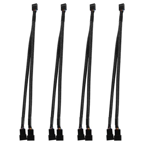 AITRIP PWM-Lüfter-Splitterkabel 1 zu 2 Konverter, schwarzes Gehäuse-Lüfter-Splitterkabel, Gehäuse-Lüfterstrom-Duplikator-Konverter, dualer Gehäuse-Lüfterstrom-Adapter, 10,6 Zoll (4Pack) von AITRIP