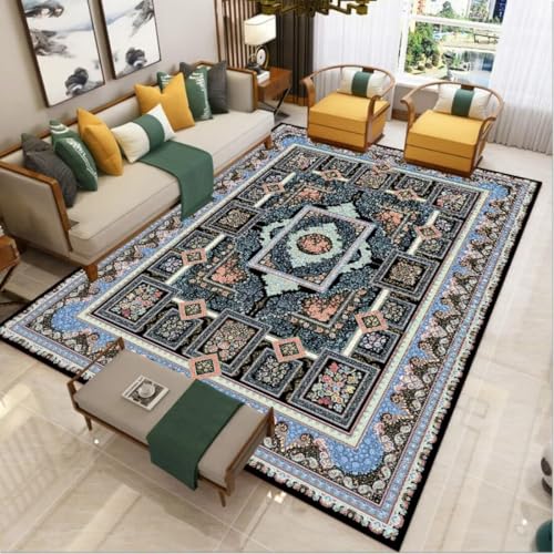 AITROMNI Blue Fussmatte Innen Blume Meer geometrische Kombination Design bequem Wohnzimmer Teppich schmutzabweisend waschbar 170X240CM AITROMNI Blue Fussmatte Innen Blume Meer geometrische Kombination Design bequem Wohnzimmer Teppich schmutzabweisend waschbar 170X240CM von AITROMNI