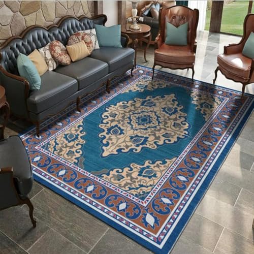 AITROMNI Blue Fußmatte Klein Fancy Modern Einfaches Wohnzimmer Sofa Zubehör Weicher Schlafzimmerteppich 140X300CM von AITROMNI