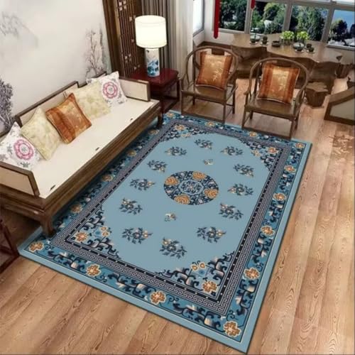 AITROMNI Blue Kinderteppiche Mädchen Chinesisches Muster Design nach Hause rutschfesten Teppich für Wohnzimmer und Schlafzimmer 80X160CM AITROMNI Blue Kinderteppiche Mädchen Chinesisches Muster Design nach Hause rutschfesten Teppich für Wohnzimmer und Schlafzimmer 80X160CM von AITROMNI
