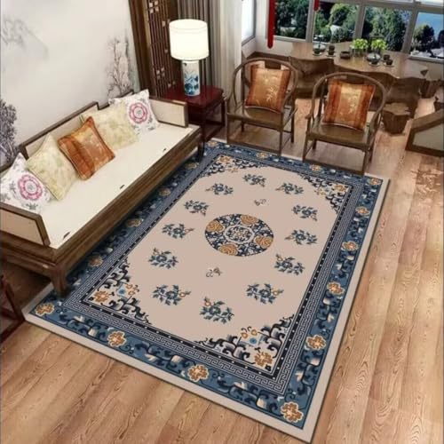 AITROMNI Blue Kinderzimmer Teppiche Mädchen Exquisite Blumenmuster nach Hause rutschfesten Teppich Schlafzimmer Schalldämmung Zubehör 50X70CM von AITROMNI