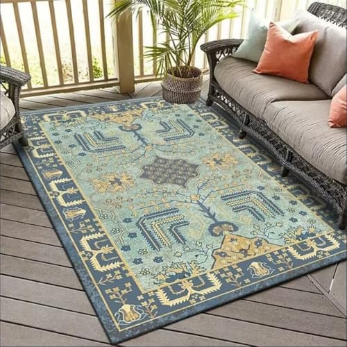 AITROMNI Blue Mädchen Teppich Kinderzimmer Modernes minimalistisches Wohnzimmer geometrisches Muster Blauer Ton Teppich Dekoration 160X270CM von AITROMNI