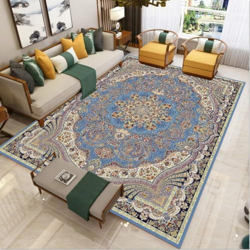 AITROMNI Blue Teppich Anti Rutsch Blume Meer Design Retro-Stil nach Hause rutschfesten Teppich ist leicht zu speichern und kältebeständig 170X240CM AITROMNI Blue Teppich Anti Rutsch Blume Meer Design Retro-Stil nach Hause rutschfesten Teppich ist leicht zu speichern und kältebeständig 170X240CM von AITROMNI