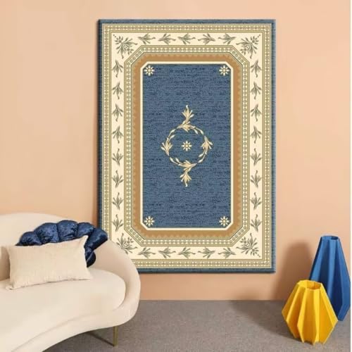 AITROMNI Blue Teppich Fußbodenheizung Geeignet Einfache dekorative Malerei im Retro-Stil Wohnzimmer Schlafzimmer Wandteppich Dekoration schmutzabweisend 170X240CM von AITROMNI