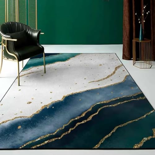 AITROMNI Blue Teppich Kind Mode Heimdekoration Sofa Zubehör Stromlinienmuster Design Waschbar 160X200CM von AITROMNI