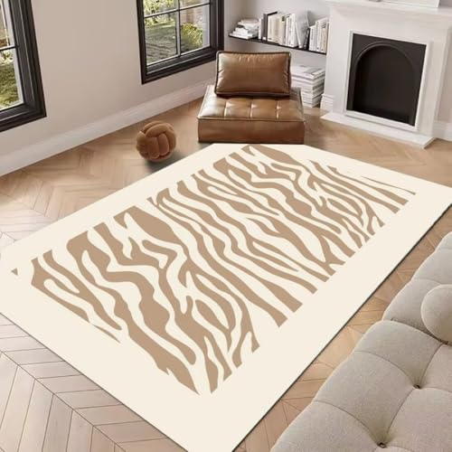 AITROMNI Brown Kinderteppiche Mädchen Modernes einfaches Wohnzimmer Schlafzimmer Linienmuster Teppich warmes Zuhause 120X200CM von AITROMNI
