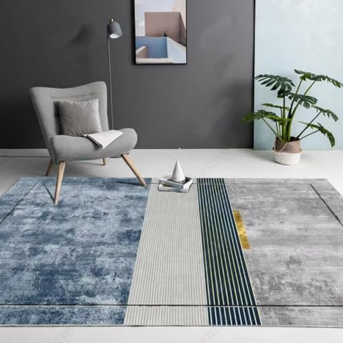 AITROMNI Gray-Blue Teppich Landhausstil Moderne minimalistische Wohnzimmer Schlafzimmer abstrakte Kunst Teppich staubdicht 70X200CM von AITROMNI