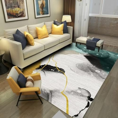 AITROMNI Green Teppich Esstisch Moderner einfacher Wohnzimmerteppich bequemes Sofazubehör schmutzabweisend waschbar 140X200CM von AITROMNI
