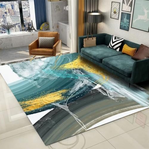 AITROMNI Green Teppich Für Flur Einfache abstrakte Kunst Wohnzimmer Sofa Nachttisch Teppich modernen Stil 50X70CM von AITROMNI