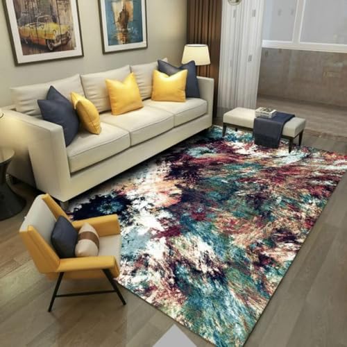 AITROMNI Green Teppich Gemustert Abstrakte Kunst Wohnzimmer dekorative rutschfeste Teppich Sofa Zubehör sind leicht zu pflegen 90X200CM von AITROMNI