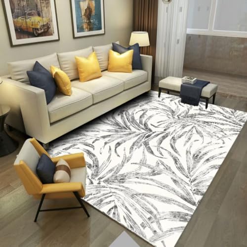 AITROMNI Grey Fussmatte Innen Komfortabler Wohnzimmerteppich Pflanzendruck Design antiallergisch leicht zu reinigen 50X70CM von AITROMNI