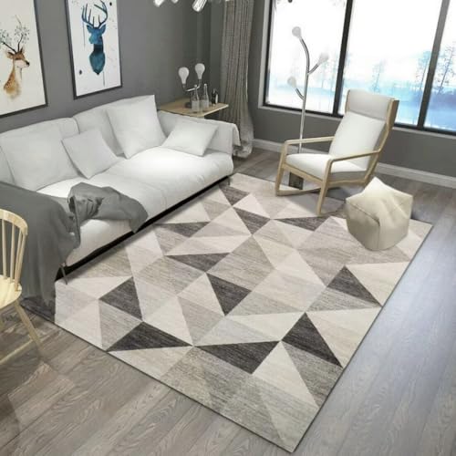 AITROMNI Grey Schmutzfangmatte Waschbar Dreieck geometrisches Muster Wohnzimmer Schlafzimmer Haushalt Teppich Fleckenbeständigkeit 170X240CM von AITROMNI
