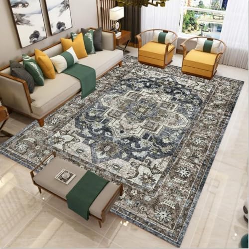 AITROMNI Grey Schreibtisch Teppich Moderne einfache Wohnzimmer Sofa Kissen Schlafzimmer Retro Nachttisch Teppich waschbar 50X70CM von AITROMNI