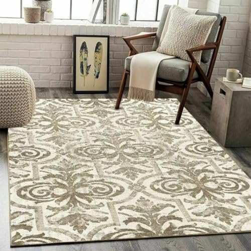 AITROMNI Läufer Schlafzimmer rutschfest Einfaches Muster Muster Schlafzimmer Wohnzimmer kurz Samt Teppich Fuß fühlen Sich wohl zu Hause 160X200CM von AITROMNI