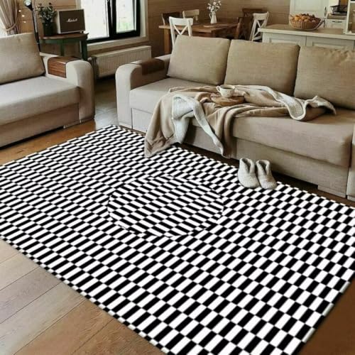 AITROMNI Matten & Teppiche Visuelle Illusion Muster Teppich Wohnzimmer Schlafzimmer Mode Dekoration Kurze Haare Design 80X160CM von AITROMNI