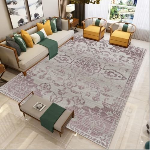 AITROMNI Pink Teppich XXL Blumenständer einfaches Wohnzimmer Heimdekoration rutschfestes Sofa Teppich antiallergisch 140X200CM von AITROMNI
