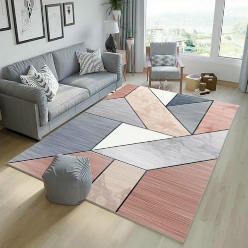AITROMNI Pink Teppich XXL Einfaches geometrisches Muster Design Wohnzimmer Schlafzimmer Zubehör nach Hause rutschfest 300X400CM von AITROMNI
