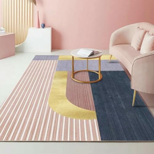 AITROMNI Purple Läufer Schlafzimmer rutschfest Einfache Linienanordnung geometrisches Design Wohnzimmer Schlafzimmer Sofa Teppich 130X190CM von AITROMNI