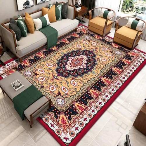 AITROMNI Red Waschbare Teppiche Waschmaschine Retro-Blumenmuster können in Mehreren Szenen mit bequemen Wohnzimmerteppichen kombiniert Werden 140X300CM AITROMNI Red Waschbare Teppiche Waschmaschine Retro-Blumenmuster können in Mehreren Szenen mit bequemen Wohnzimmerteppichen kombiniert Werden 140X300CM von AITROMNI
