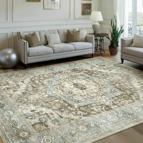 AITROMNI Rug Carpet Klassischer Vintage Teppich Wohnzimmer Dekorativer Teppich Fleckenbeständig Couchtisch Zubehör 130X190CM von AITROMNI