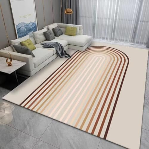 AITROMNI Teppich Antirutsch Pads Wohnzimmerzubehör Linie halbrundes Muster Schlafzimmerzubehör kältebeständig und waschbar 130X190CM von AITROMNI