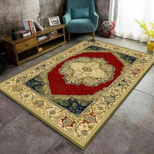 AITROMNI Teppich Flachgewebe Klassisches Muster Teppich Wohnzimmer Schlafzimmer Couchtisch Zubehör Dekoration weich 130X190CM von AITROMNI