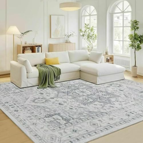 AITROMNI Vorleger Einfacher moderner Wohnzimmerteppich graues Muster dekorative Bodenmatte schmutzabweisend 70X140CM von AITROMNI