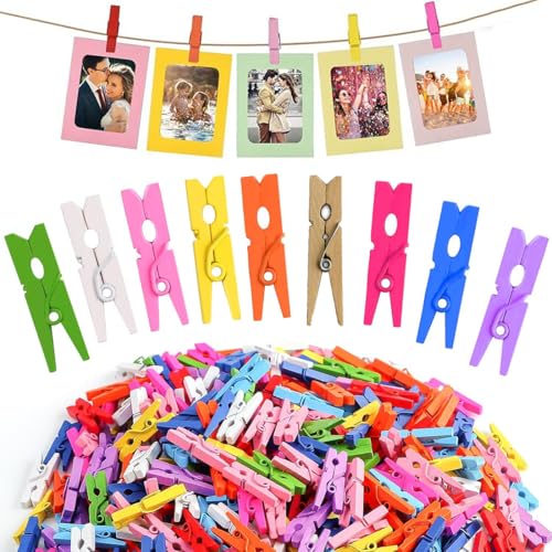 Wäscheklammern Bunt, 100 Stück Wäscheklammern Kunststoff für Wäscheleine, Stabile Plastik Wäscheklammer, Kleine Wascheklammern Windfest von AIUOVEW