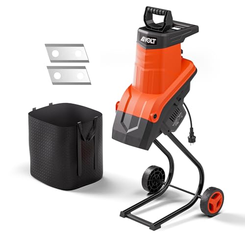 AIVOLT Elektro Gartenhäcksler Messerhäcksler Holzhäcksler,2500W,45mm Aststärke,inkl Fangsack 50L und Ein Paar Ersatzklingen von AIVOLT