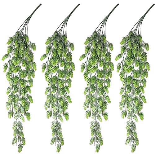 AIVORIUY 4 Stück Künstlicher Hopfen Blume Gefälschte Hopfenranke Vine Garland Grün Faux Hopfen Hängende Rebe Pflanze Dekoration für Indoor Outdoor Wand Garten Blumen Dekor von AIVORIUY