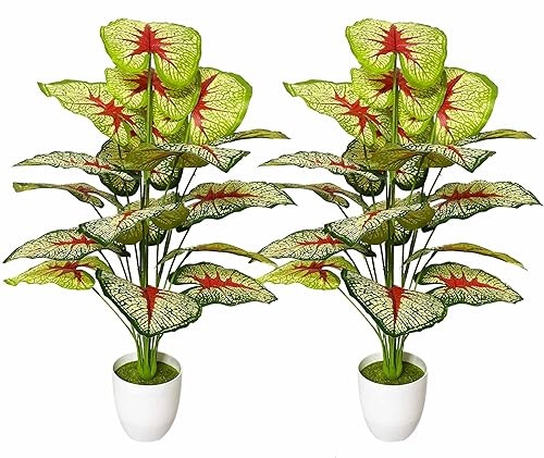 AIVORIUY Künstliche Pflanzen Groß Kunstpflanze im Topf Plastik Künstliche Palmen Fake Plant Deko für Zimmerpflanzen Wohnzimmer Schlafzimmer Büro Einweihungsgeschenk (70cm Rot) von AIVORIUY