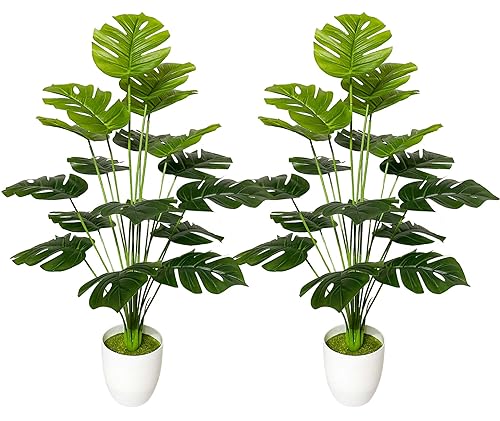 AIVORIUY Künstliche Pflanzen Groß Kunstpflanze im Topf Plastik Künstliche Palmen Fake Plant Deko für Zimmerpflanzen Wohnzimmer Schlafzimmer Büro Einweihungsgeschenk (75cm Grüne Monstera) von AIVORIUY