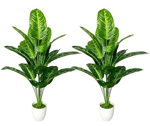 AIVORIUY Künstliche Pflanzen Groß Kunstpflanze im Topf Plastik Künstliche Palmen Fake Plant Deko für Zimmerpflanzen Wohnzimmer Schlafzimmer Büro Einweihungsgeschenk (80cm Gestreifter Paradiesvogel) von AIVORIUY