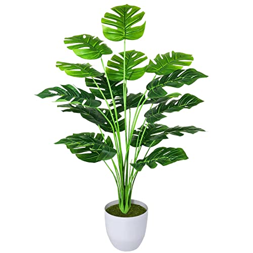 AIVORIUY Kunstpflanzen Groß Areca Kunstpalme im Topf Plastik Künstliche Pflanze Tropical Palme mit Blättern Grün Fake Plant für Schlafzimmer Büro Garten Hochzeit Dekor (77cm Grüne Palme) von AIVORIUY