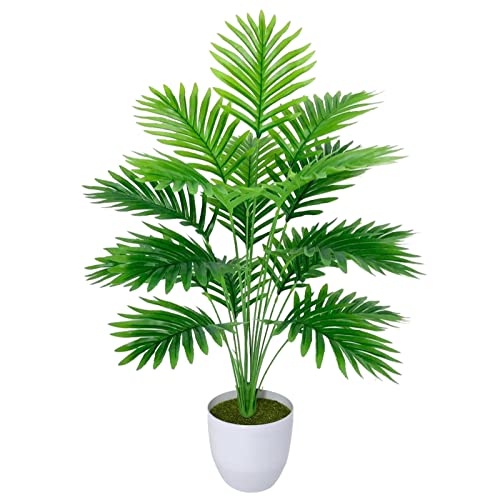 AIVORIUY Kunstpflanzen Groß Areca Kunstpalme im Topf Plastik Künstliche Pflanze Tropical Palme mit Blättern Grün Fake Plant für Schlafzimmer Büro Garten Hochzeit Dekor (82cm Grüne Palme) von AIVORIUY