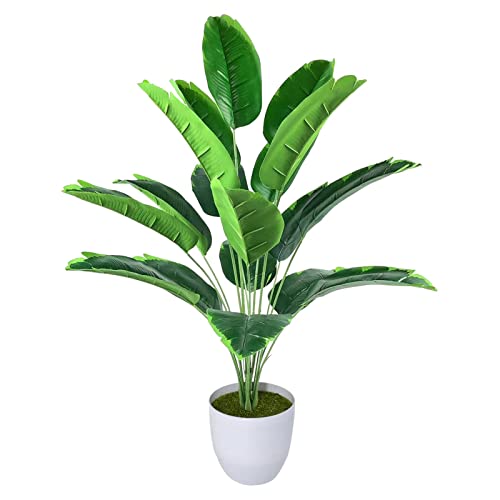 AIVORIUY Kunstpflanzen Groß Areca Kunstpalme im Topf Plastik Künstliche Pflanze Tropical Palme mit Blättern Grün Fake Plant für Schlafzimmer Büro Garten Hochzeit Dekor (82cm Grüner Paradiesvogel) von AIVORIUY