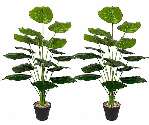 AIVORIUY Kunstpflanzen im Topf Plastik Künstliche Tropischen Pflanzen Grüne Blätter mit Stielen und Töpfen Grünpflanze, Fake Pflanzen für Zuhause Büropflanze Deko (75cm Grün) von AIVORIUY